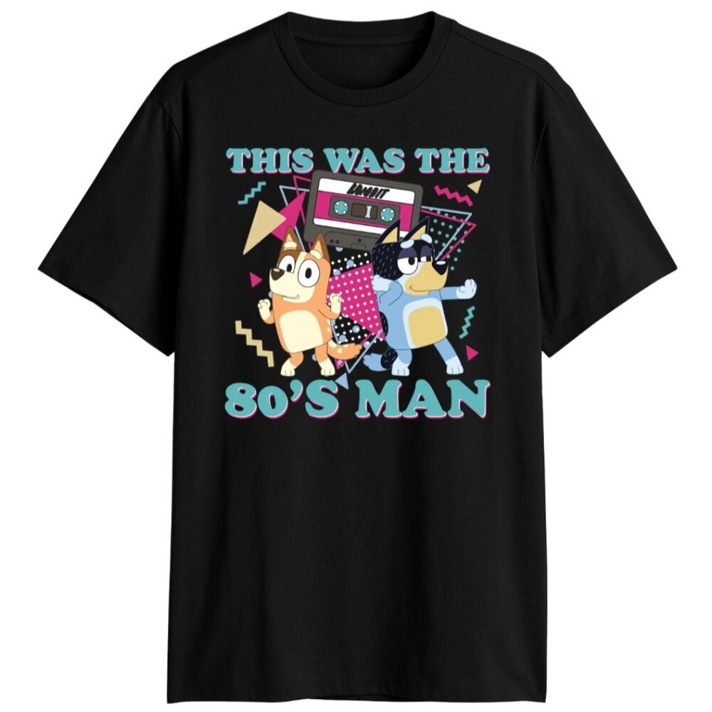 Bluey Brandclub Men's Graphic T-SHIRT «This Was The 80's Man» Black Size M